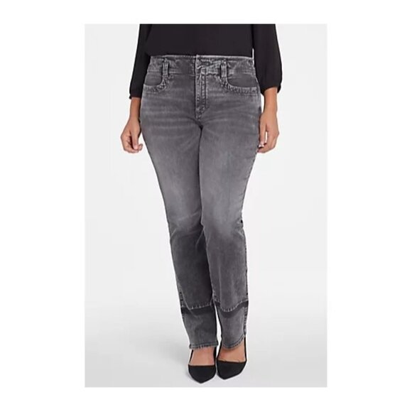 NWT NYDJ Marilyn Straight Higher Rise Ankle Jeans Sz 14W Nobelle Denim Slim Fit - Picture 1 of 11